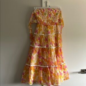 Sunlight Aura Orange Floral Dress from Lulus